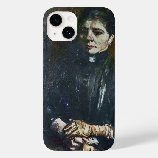 ポートレートの女性がゴッホ絵画に着席 Case-Mate iPhoneケース (裏面)