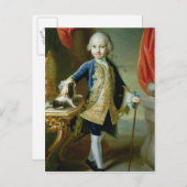 ポートレートの少年ペットスパニエル犬, 18世紀 ポストカード (正面/裏面)