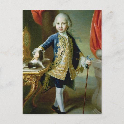 ポートレートの少年ペットスパニエル犬, 18世紀 ポストカード (正面)