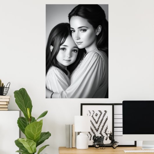 ポートレートの母娘 | AI Art ポスター (ホームオフィス)