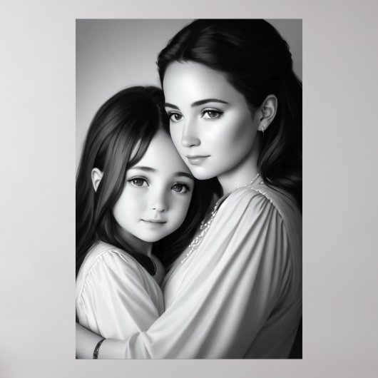 ポートレートの母娘 | AI Art ポスター (正面)