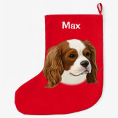 ポートレートの無頓着なチャールズ王スパニエル犬 ラージクリスマスストッキング (裏面)
