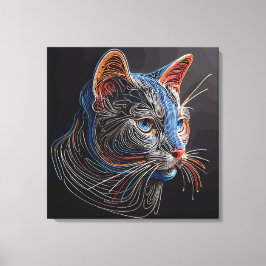 ポートレートの猫顔- AI生成 キャンバスプリント