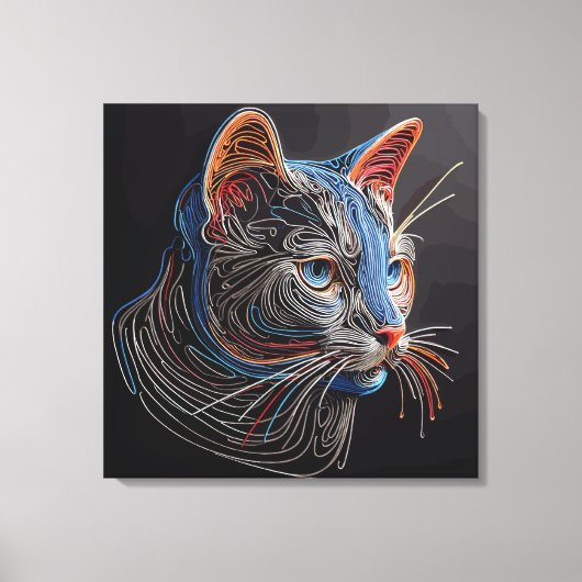 ポートレートの猫顔- AI生成 キャンバスプリント (正面)