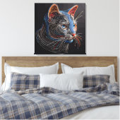 ポートレートの猫顔- AI生成 キャンバスプリント (インサイチュ (寝室))