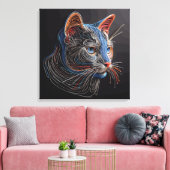 ポートレートの猫顔- AI生成 キャンバスプリント (インサイチュ (リビング))