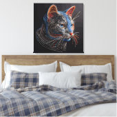 ポートレートの猫顔- AI生成 キャンバスプリント (インサイチュ (寝室))