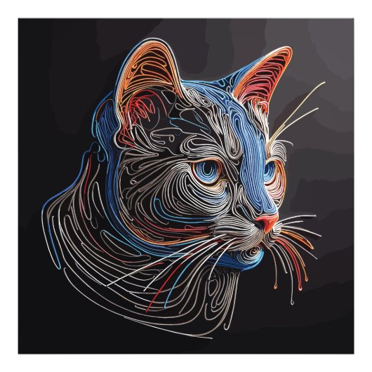 ポートレートの猫顔- AI生成 フォトプリント (正面)