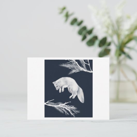ポートレートの白い枝を持つ北極キツネ ポストカード (スタンド正面)
