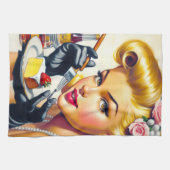 ポートレートの美しいピンアップ キッチンタオル (横)