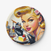 ポートレートの美しいピンアップ ペーパープレート (正面)