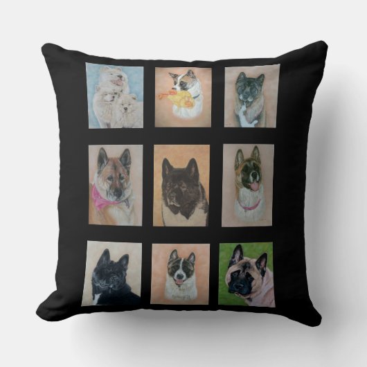 ポートレートの美しい犬ととてもかわいい犬 クッション (正面)
