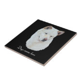 ポートレートの美しい白い秋田犬 タイル (側面)