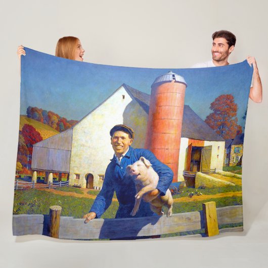 ポートレートの農家ファームライフNC Wyeth 1943 フリースブランケット (インサイチュ)