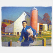 ポートレートの農家ファームライフNC Wyeth 1943 フリースブランケット (正面(横))