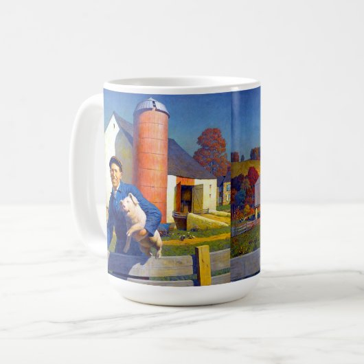 ポートレートの農家N C Wyeth Americana Art 15oz コーヒーマグカップ (正面左)