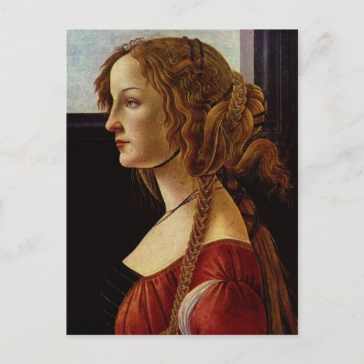 ポートレートのSimonetta Vespucci by Botticelli ポストカード (正面)