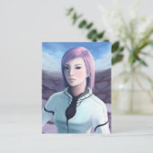 ポートレートのTrisha – 未来的な女絵画の子 ポストカード (スタンド正面)