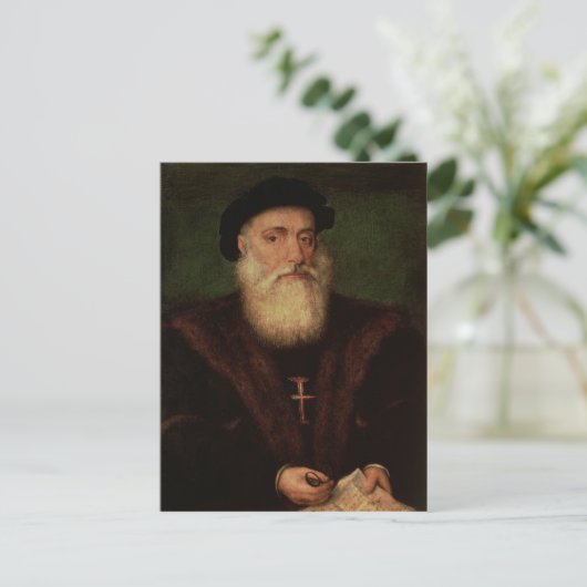 ポートレートはバスコダガマc.1524と推定される ポストカード (スタンド正面)