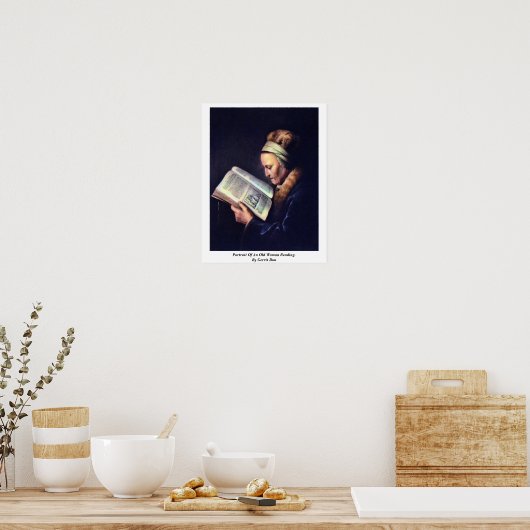 ポートレートは老婦人読のGerrit Dou著 ポスター (キッチン)
