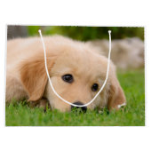 ポートレートを夢を見ているゴールデン・リトリーバーのかわいい子犬- ラージペーパーバッグ (裏面)