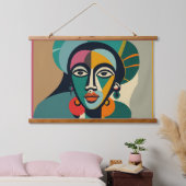 ポートレートアフリカンマスクカラー 吊り下げ型タペストリー (寝室)