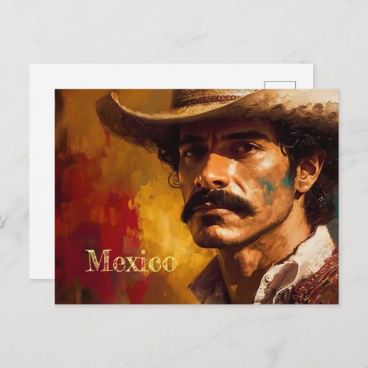 ポートレートアートメキシカンハットファッションはっきりした男 ポストカード (正面/裏面)