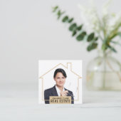ポートレートイメージハウス形状フレーム スクエア名刺 (スタンド正面)