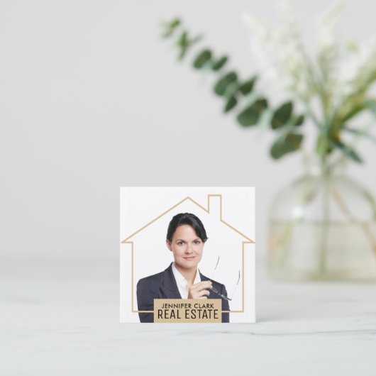 ポートレートイメージハウス形状フレーム スクエア名刺 (スタンド正面)