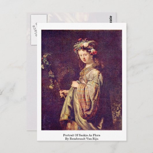 ポートレートオブサスキアアアスフローラバイレンブラントヴァンリジン ポストカード (正面/裏面)