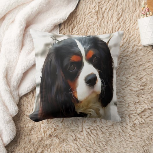 ポートレートオブザキングチャールズカバリエスパニエル犬 クッション (ブランケット)