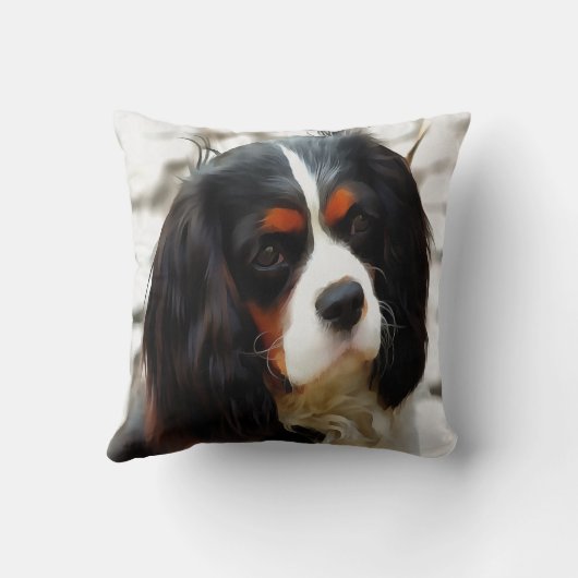 ポートレートオブザキングチャールズカバリエスパニエル犬 クッション (裏面)