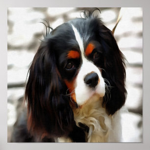 ポートレートオブザキングチャールズカバリエスパニエル犬 ポスター