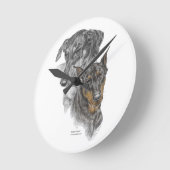 ポートレートオブツードベルマンズ ラウンド壁時計 (傾斜)