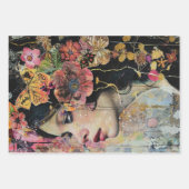 ポートレートカラフルフローラ、重い重量のデコップページ ラッピングペーパーシート (正面3)