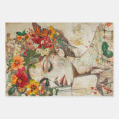 ポートレートカラフルフローラ、重い重量のデコップページ ラッピングペーパーシート (正面2)