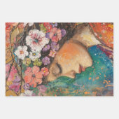 ポートレートカラフルフローラ、重い重量のデコップページ ラッピングペーパーシート (正面)