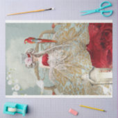 ポートレートガール座る鳥とフローラアート 薄葉紙 (クラフト)