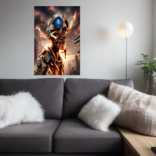 ポートレートサイバパンク骨格   AIアートポスター ポスター