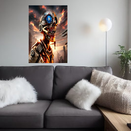 ポートレートサイバパンク骨格 | AIアートポスター ポスター