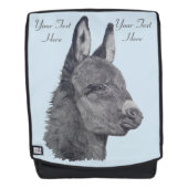 ポートレートスケッチ現実主義アートオリジナルかわいいロバ バックパック (正面)