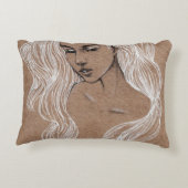ポートレートスケッチ：少女イラストレーション アクセントクッション (裏面)