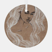 ポートレートスケッチ:少女イラストレーション ガラスオーナメント (裏面)