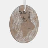 ポートレートスケッチ:少女イラストレーション ガラスオーナメント (正面右)