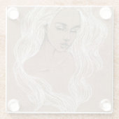 ポートレートスケッチ：少女イラストレーション ガラスコースター (裏面)