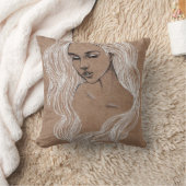 ポートレートスケッチ：少女イラストレーション クッション (ブランケット)