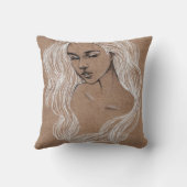 ポートレートスケッチ：少女イラストレーション クッション (裏面)