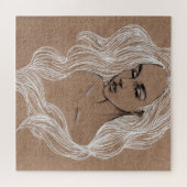 ポートレートスケッチ:少女イラストレーション ジグソーパズル (横)