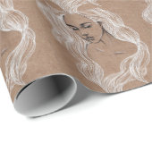 ポートレートスケッチ：少女イラストレーション ラッピングペーパー (ロールコーナー)