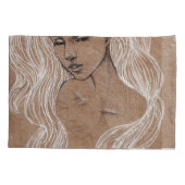 ポートレートスケッチ：少女イラストレーション 枕カバー (裏面)